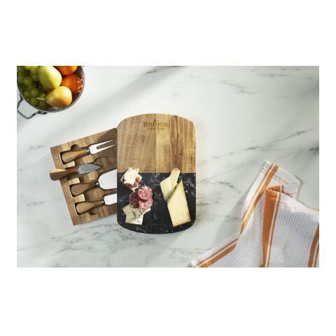 Black Marble Cheese Board Set with Knives Standard | Natural | No Imprint | not available | not available