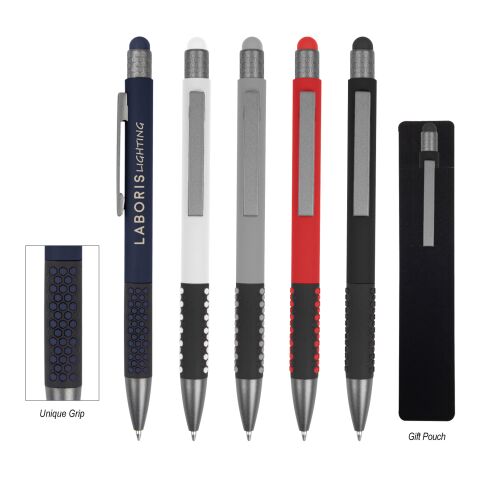 Dot Pen With Stylus Red | Silk Screen | Barrel | 1.50 Inches × 0.38 Inches
