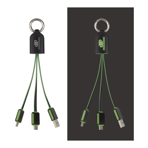 3-In-1 Light Up Charging Cables Green | No Imprint