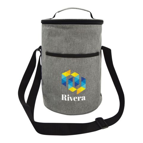 Gather Round Heathered Cooler Bag Gray | 1-color Screen Print | Pocket | 4.00 Inches × 4.00 Inches