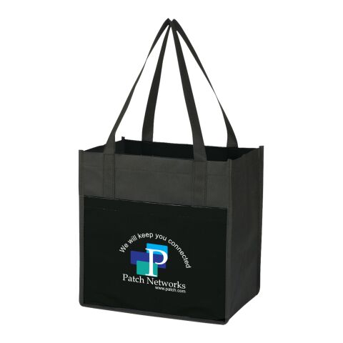 Lami-Combo Shopper Tote Bag Black | 1-color Screen Print | Side1 | 9.00 Inches × 5.00 Inches