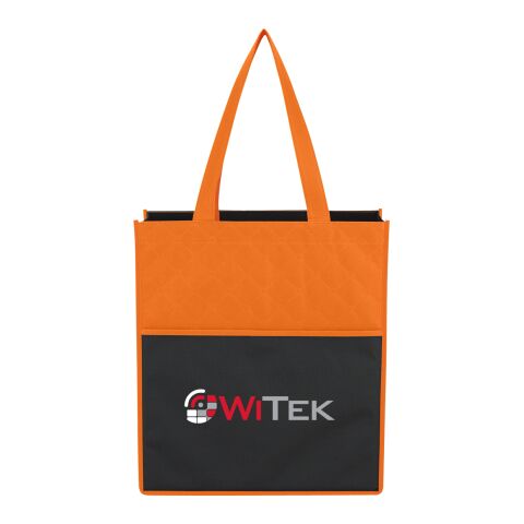 Non-Woven Bounty Shopping Tote Bag Orange | 1-color Screen Print | Pocket | 9.00 Inches × 6.00 Inches