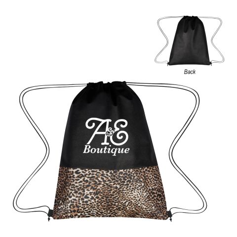 LEOPARD PRINT NON-WOVEN DRAWSTRING BAG