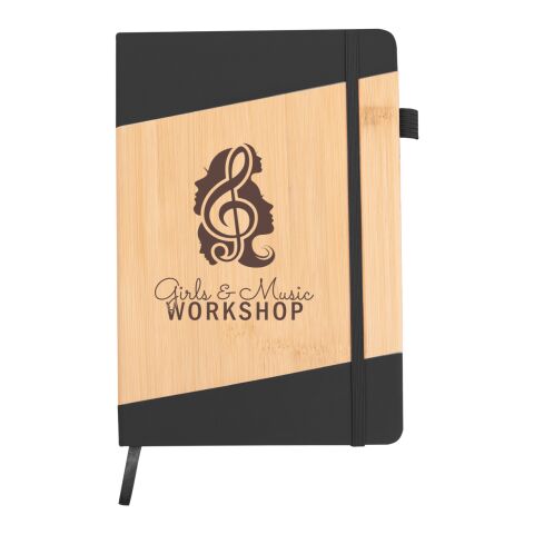 Bamboo Look Journal Black | Silk Screen | Front | 3.00 Inches × 5.00 Inches