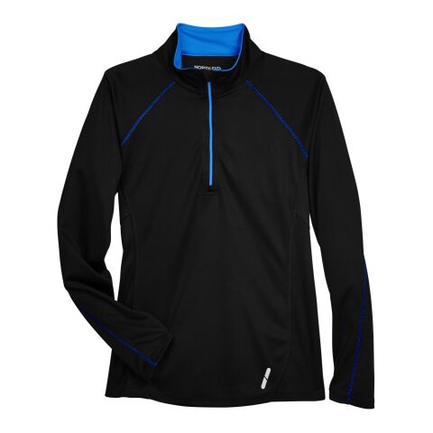 Ladies&#039; Radar Quarter-Zip Performance Long-Sleeve Top Black-Royal Blue | XL | No Imprint | not available | not available