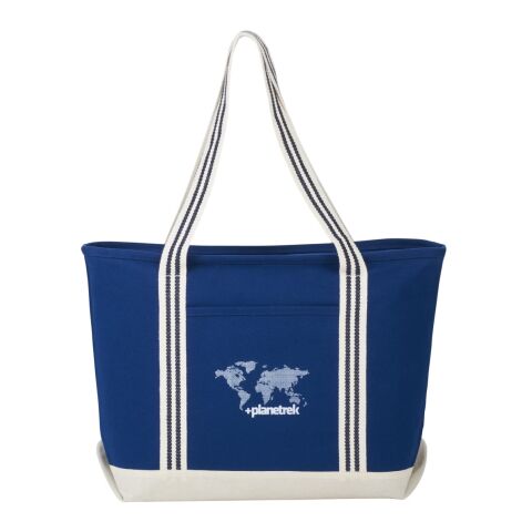 Atlantic Stripe 20oz Cotton Zippered Boat Tote Navy Blue | No Imprint | not available | not available