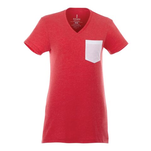 Women&#039;s MONROE Short Sleeve Pocket Tee Team Red Heather-White | L | No Imprint | not available | not available