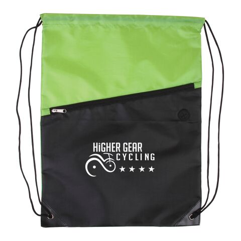 Two-Tone Poly Drawstring Backpack With Zipper Standard | Lime | No Imprint | not available | not available