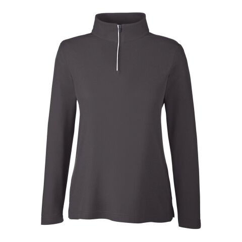 Ladies&#039; Fusion ChromaSoft™ Pique Quarter-Zip Charcoal | L | No Imprint | not available | not available