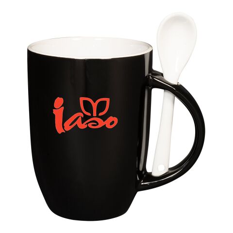 12oz Dapper Ceramic Mug With Spoon Standard | Black | No Imprint | not available | not available