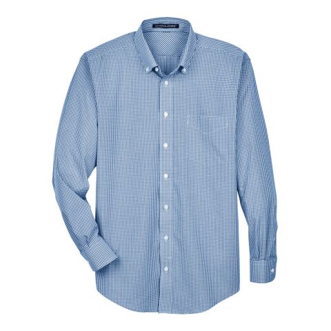 Men&#039;s Crown Collection® Gingham Check Woven Shirt Blue | L | No Imprint | not available | not available