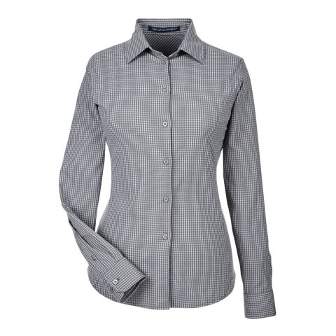 CrownLux Performance® Ladies&#039; Tonal Mini Check Woven Shirt Graphite | M | No Imprint | not available | not available