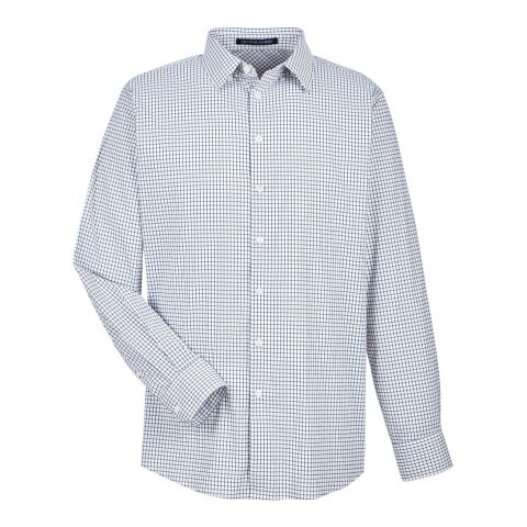 CrownLux Performance® Men&#039;s Micro Windowpane Woven Shirt Navy-White | L | No Imprint | not available | not available