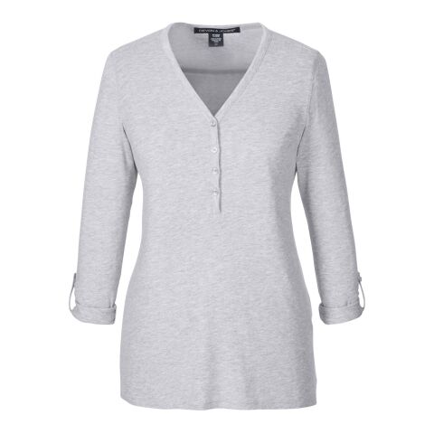 Ladies&#039; Perfect Fit™ Y-Placket Convertible Sleeve Knit Top Gray | XS | No Imprint | not available | not available