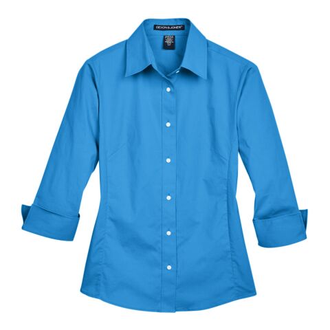 Ladies&#039; Perfect Fit™ Three-Quarter Sleeve Stretch Poplin Blouse Blue | XS | No Imprint | not available | not available