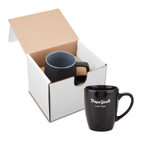 12oz Contemporary Challenger Café Ceramic Mug in Mailer Standard | Black | No Imprint | not available | not available