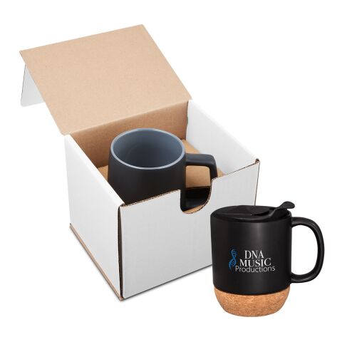 14oz Ceramic Mug With Cork Base In Mailer Standard | Matte Black | No Imprint | not available | not available