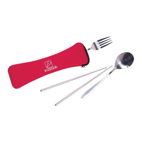 Travel Cutlery Set In Zip Pouch Standard | Red | No Imprint | not available | not available