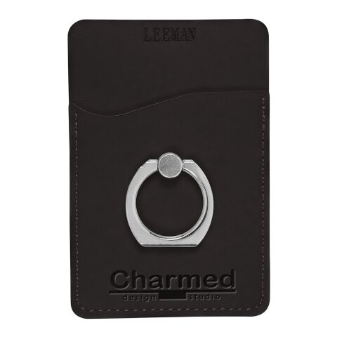 Tuscany™ Card Holder With Metal Ring Phone Stand Black | No Imprint | not available | not available