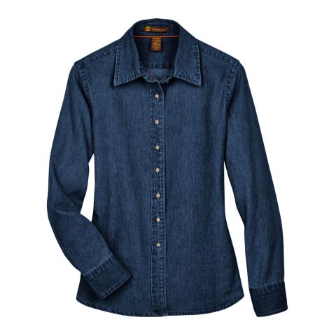 Ladies&#039; Long-Sleeve Denim Shirt Navy | M | No Imprint | not available | not available