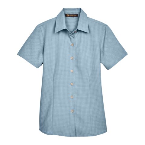 Ladies&#039; Barbados Textured Camp Shirt Blue Gray | L | No Imprint | not available | not available