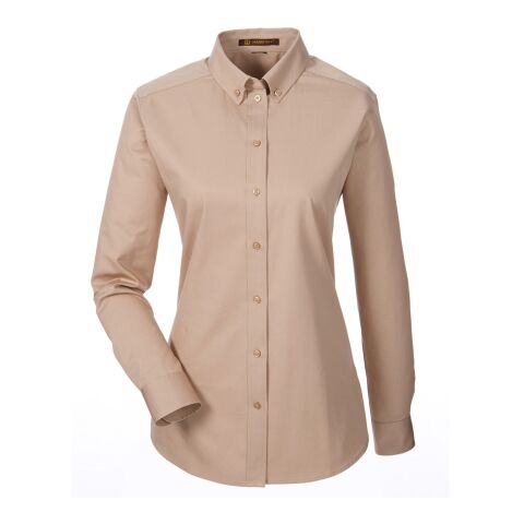 Ladies&#039; Foundation Cotton Long-Sleeve Twill Shirt with Teflon™ Khaki | XL | No Imprint | not available | not available